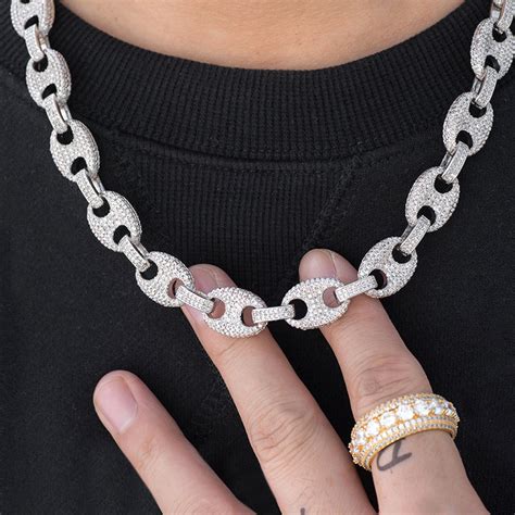 iced gucci link necklace in white gold|14k Gucci link necklace.